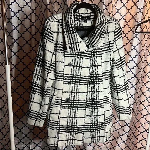 BCX Jackets Coats Fully Lined Double Breasted Buffalo Plaid